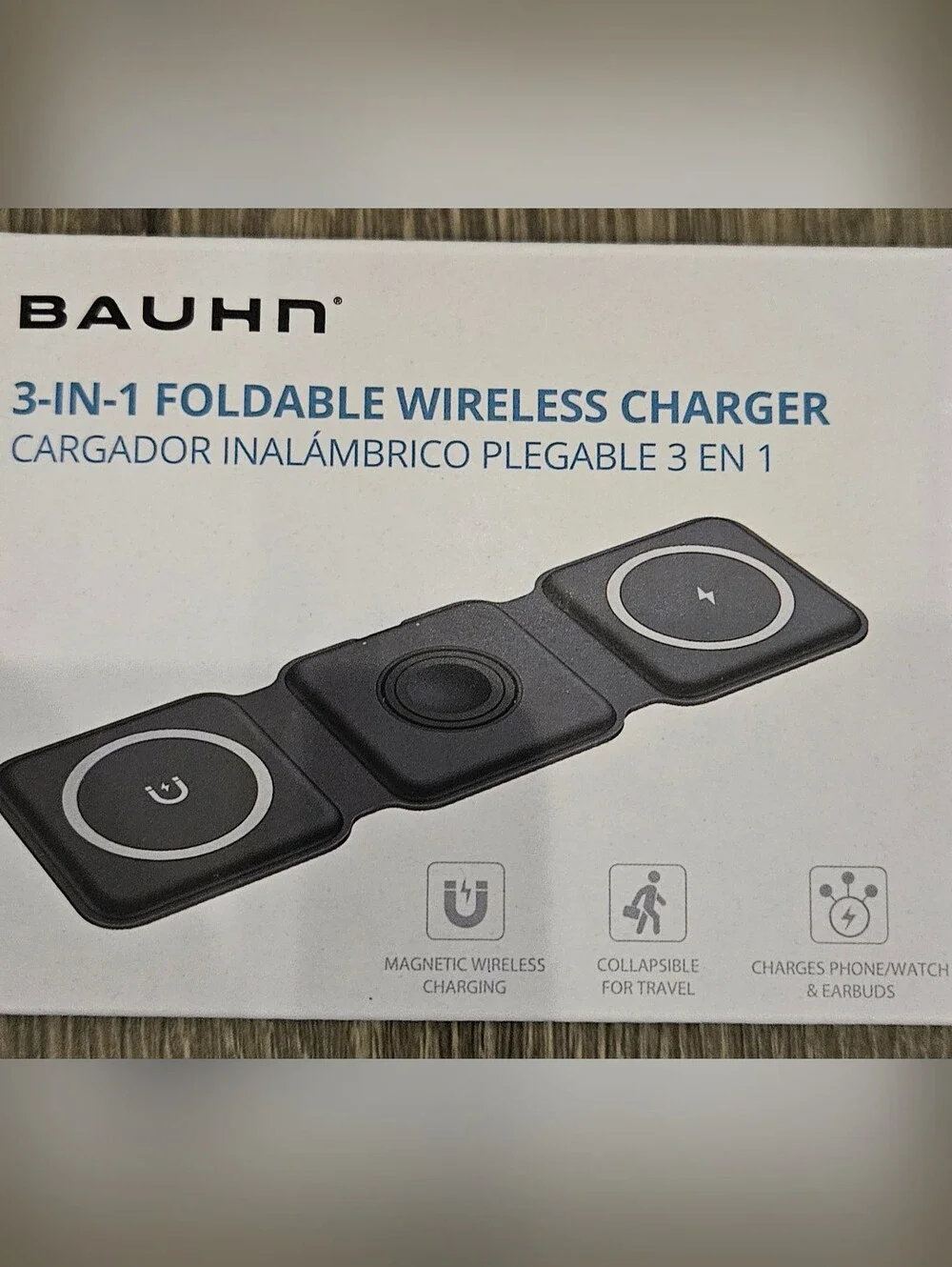Foldable Iphone Wireless Charger 3-in-1 - Black